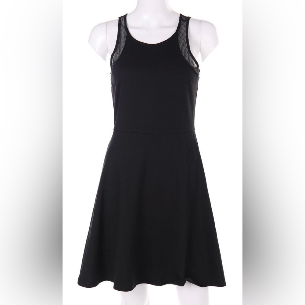H&M Black Skater Dress with Lace Shoulder Detail NWOT Size Large